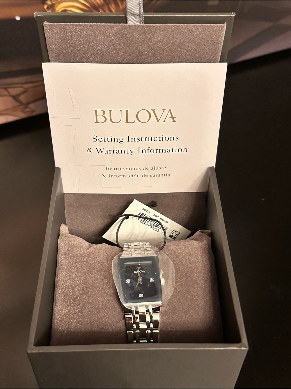 Bulova Watch with Deep Blue Rectangular Dial - Picture 5 of 10